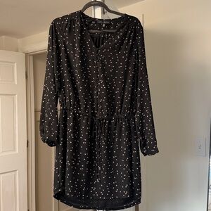 Chic Black Floral Long Sleeve Dress